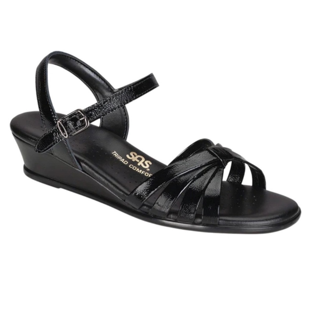 SAS Black Sandals Minimalist Design with Ankle Strap